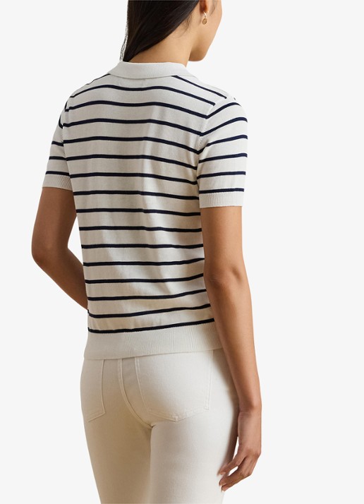 Ralph Lauren Polo met streepprint en logoborduring - achterkant 2 wit