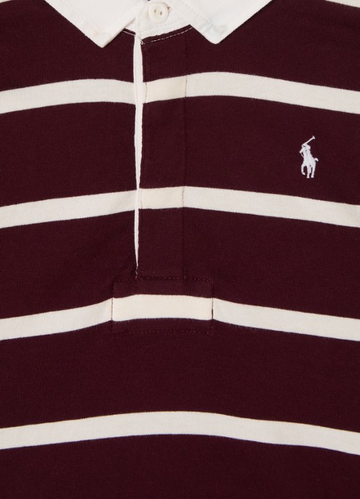 Ralph Lauren Polo met streepprint - detail 2 bordeauxrood