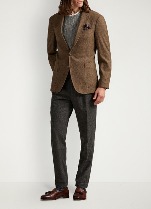 Ralph Lauren Polo modern fit colbert in wolblend met visgraatdessin