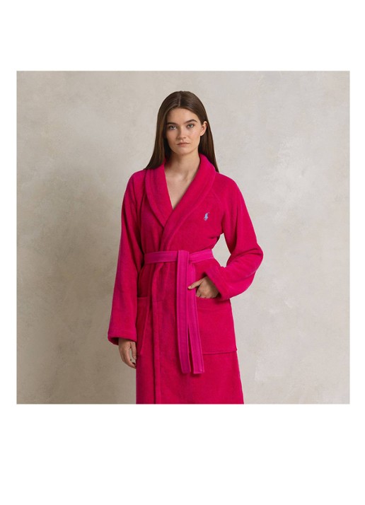 Ralph Lauren Polo Player badjas - unisex - detail 3 fuchsia