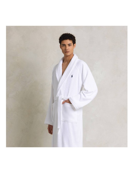 Ralph Lauren Polo Player badjas - unisex - detail 3 wit
