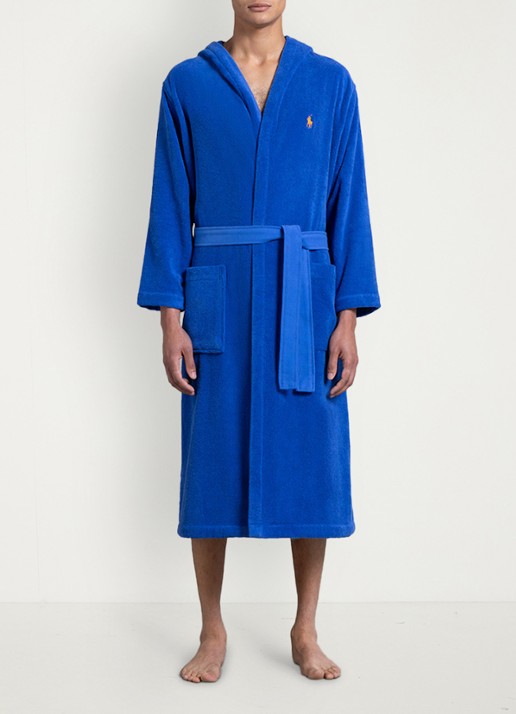 Ralph Lauren Polo Player badjas - unisex - detail 7 kobaltblauw