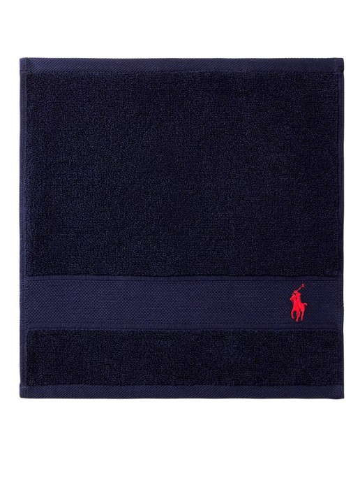 Ralph Lauren Polo Player gastendoek - 600 gr/m2 - 33 x 33 cm - voorkant 2 donkerblauw