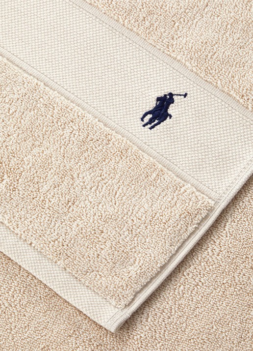 Ralph Lauren Polo Player gastendoek - 600 gr/m2 - 33 x 33 cm - voorkant 2 beige