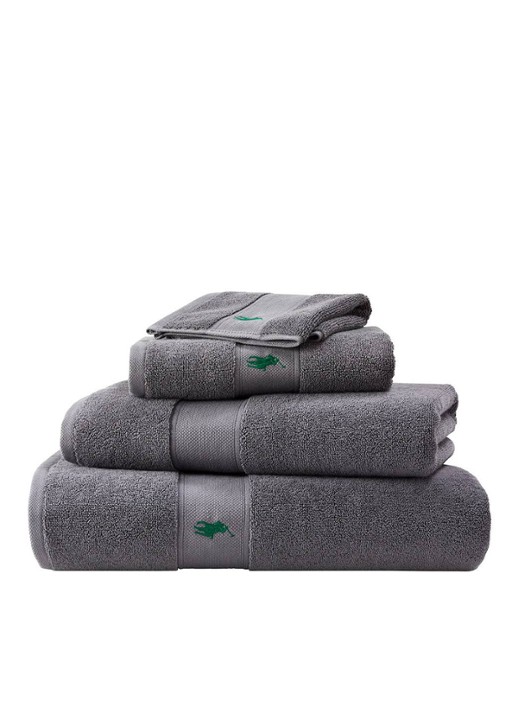 Ralph Lauren Polo Player gastendoek - 600 gr/m2 - 40 x 75 cm - detail 4 donkergrijs