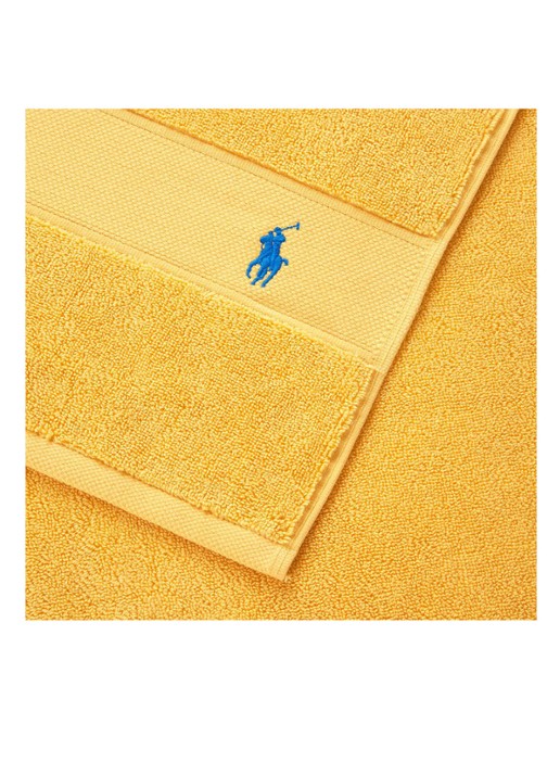 Ralph Lauren Polo Player gastendoek - 600 gr/m2 - 40 x 75 cm - voorkant 2 geel