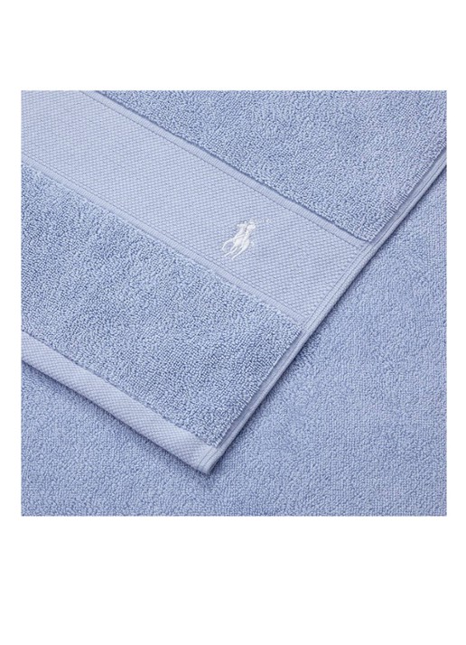 Ralph Lauren Polo Player handdoek - 600 gr/m2 - 50 x 100 cm - voorkant 2 lichtblauw