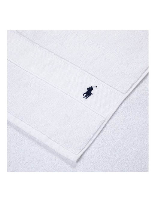 Ralph Lauren Polo Player handdoek - 600 gr/m2 - 50 x 100 cm - voorkant 2 wit