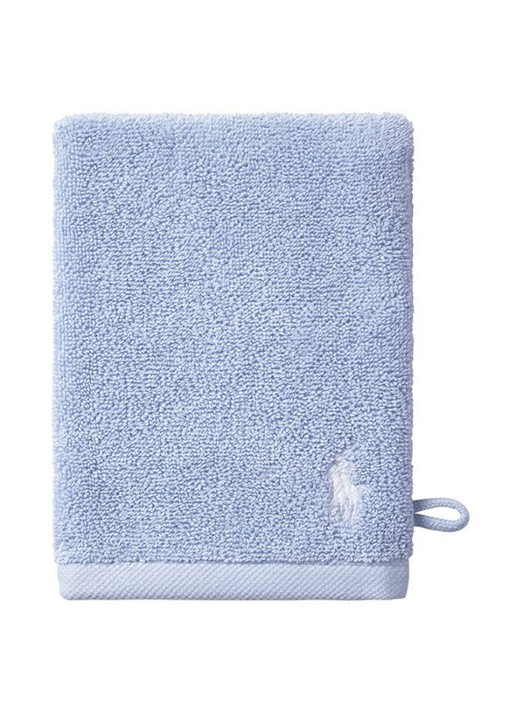 Ralph Lauren Polo Player washand - 15 x 21 cm - voorkant lichtblauw