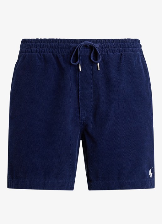Ralph Lauren Polo Prepster regular fit korte broek van corduroy - voorkant newport navy / donkerblauw