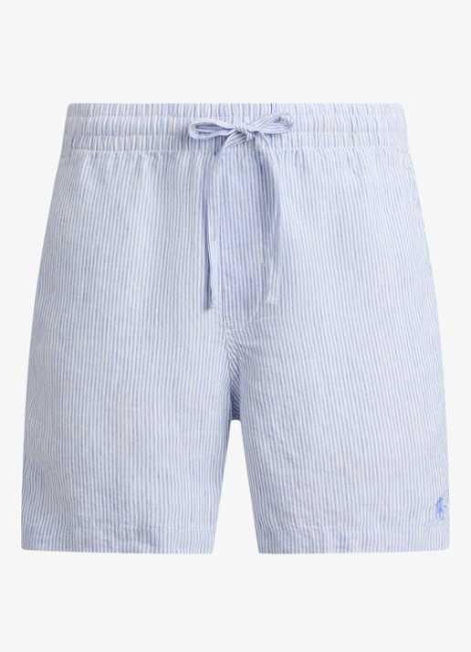 Ralph Lauren Polo Prepster straight fit korte broek van linnen - voorkant 4 6771a cabana blue white / lichtblauw