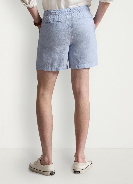 Ralph Lauren Polo Prepster straight fit korte broek van linnen - achterkant 655b cabana blue white / blauw