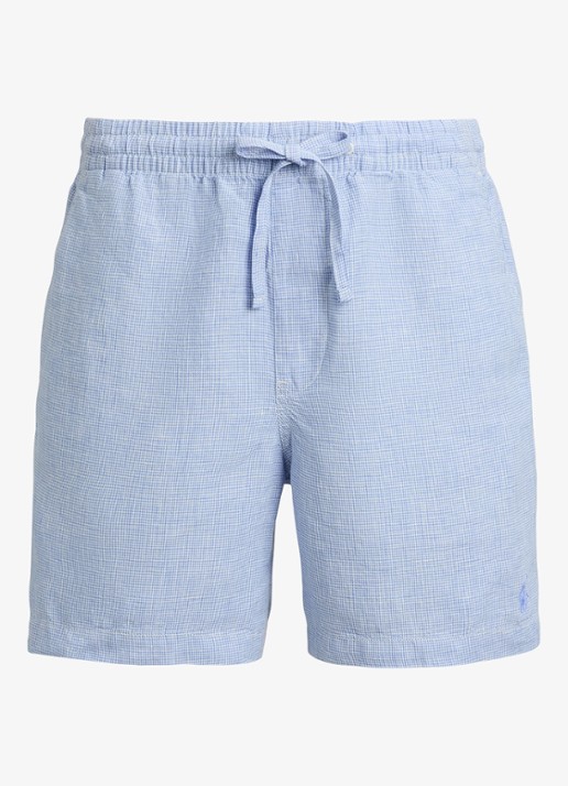 Ralph Lauren Polo Prepster straight fit korte broek van linnen - voorkant 4 655b cabana blue white / blauw