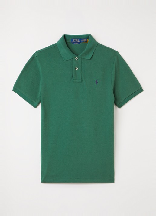 Ralph Lauren Polo van piqué katoen met logoborduring - voorkant groen