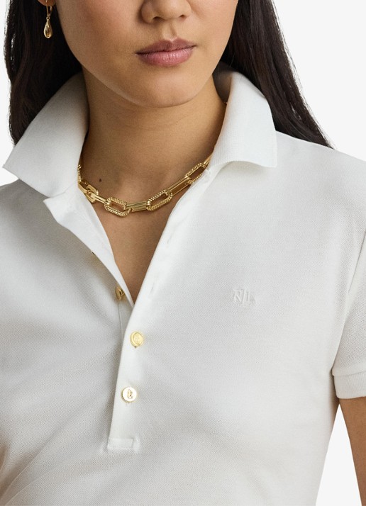 Ralph Lauren Polo van piqué katoen met sierknopen - detail 3 wit