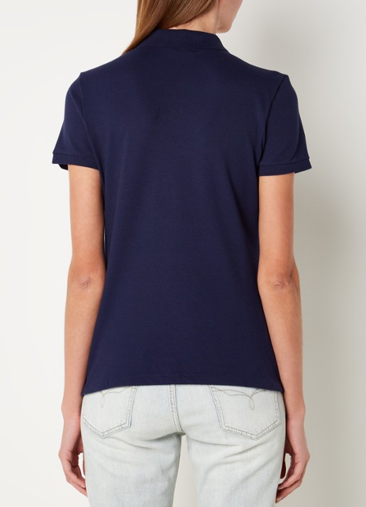 Ralph Lauren Polo van piqué katoen met sierknopen - achterkant 2 donkerblauw