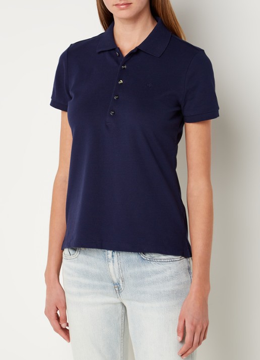 Ralph Lauren Polo van piqué katoen met sierknopen - detail donkerblauw