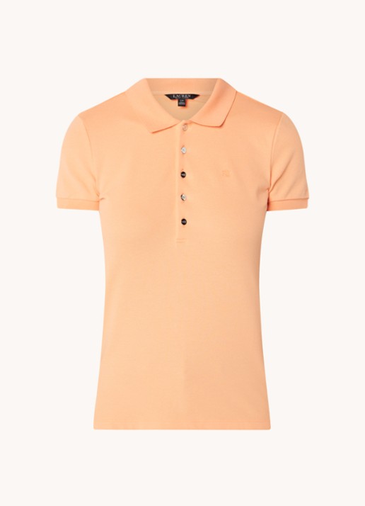 Ralph Lauren Polo van piqué katoen met sierknopen - voorkant 3 lichtoranje