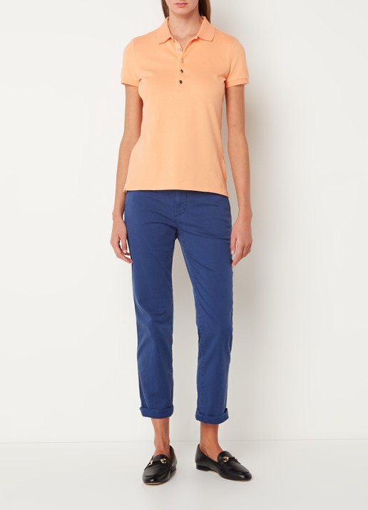 Ralph Lauren Polo van piqué katoen met sierknopen - voorkant 4 lichtoranje