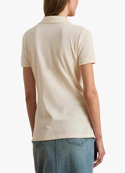 Ralph Lauren Polo van piqué katoen met sierknopen - achterkant 4 creme