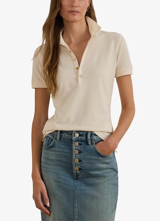 Ralph Lauren Polo van piqué katoen met sierknopen