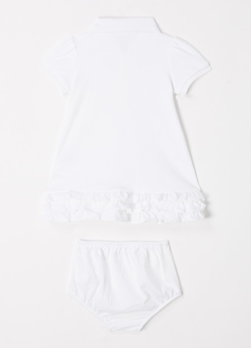 Ralph Lauren Polojurk met logoborduring en bloomer - voorkant 2 wit