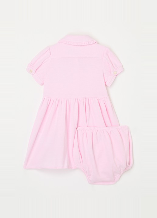 Ralph Lauren Polojurk van piqué katoen met bloomer - voorkant 2 lichtroze
