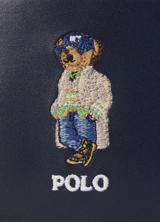Ralph Lauren Portemonnee van leer met logo - achterkant 2 donkerblauw