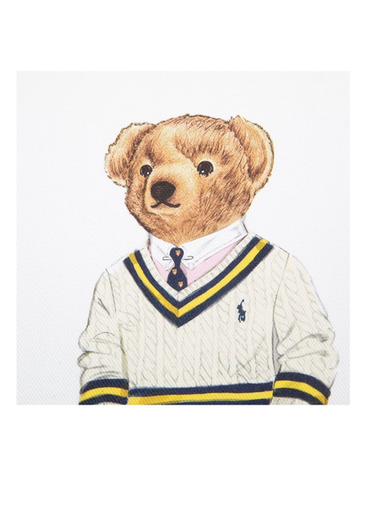 Ralph Lauren Preppy Hampton Bear kussensloop 50 x 50 cm - detail 2 wit