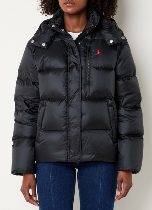 Ralph Lauren Puffer jack met donsvulling en afneembare capuchon - detail 3 zwart