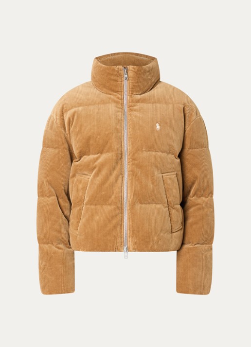 Ralph Lauren Puffer jack met donsvulling en afneembare capuchon - voorkant 2 orange