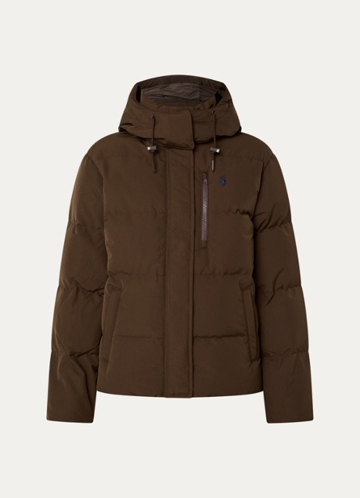 Ralph Lauren Puffer jack met donsvulling en afneembare capuchon - voorkant 2 bruin