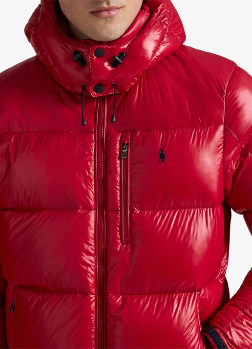 Ralph Lauren Puffer jack met donsvulling en capuchon - detail 4 red glossy / rood