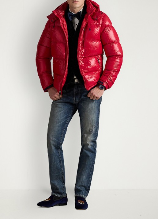 Ralph Lauren Puffer jack met donsvulling en capuchon - voorkant 2 red glossy / rood