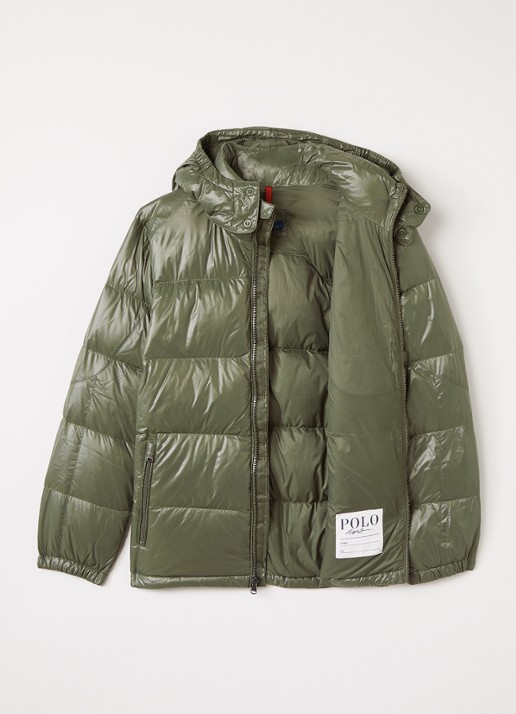 Ralph Lauren Puffer jack met donsvulling - voorkant 2 olijfgroen