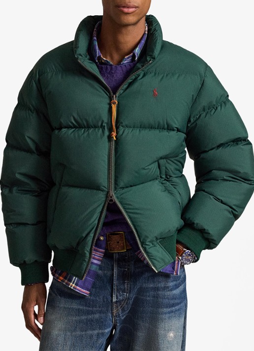 Ralph Lauren Puffer jack met steekzakken en logo - voorkant 4 moss agate / mosgroen