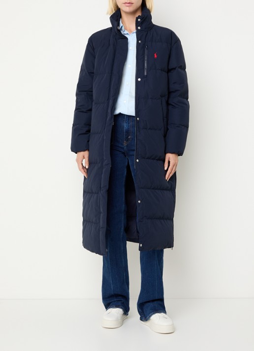 Ralph Lauren Puffer jas met donsvulling en afneembare capuchon - voorkant 3 donkerblauw