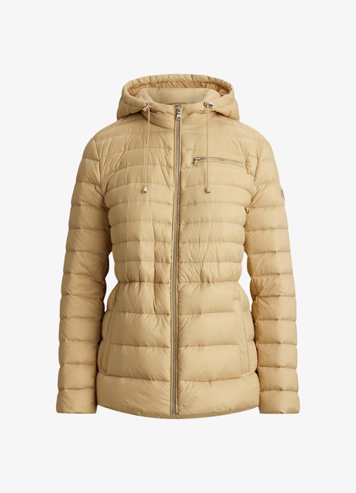 Ralph Lauren Puffer jas met donsvulling en steekzakken - voorkant 2 birch tan / beige