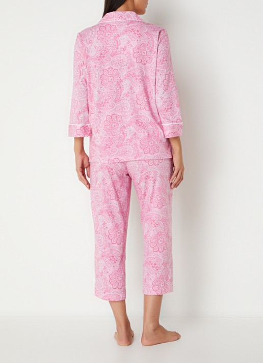 Ralph Lauren Pyamaset met paisley desson met logoborduring - achterkant 4 lichtroze
