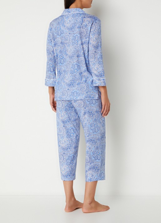 Ralph Lauren Pyamaset met paisley desson met logoborduring - achterkant 4 lichtblauw