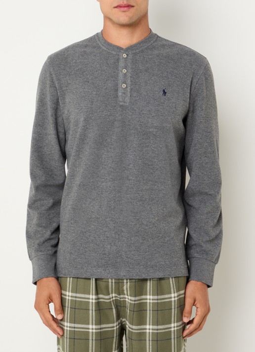 Ralph Lauren Pyjama top met logoborduring - detail grijs