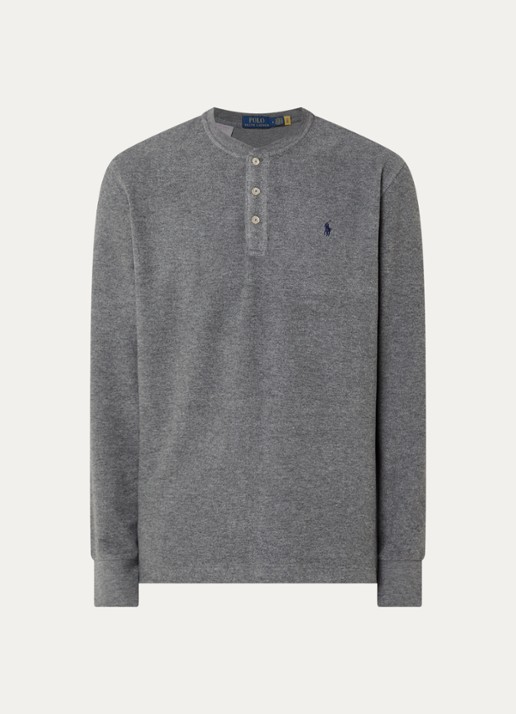 Ralph Lauren Pyjama top met logoborduring - voorkant 3 grijs