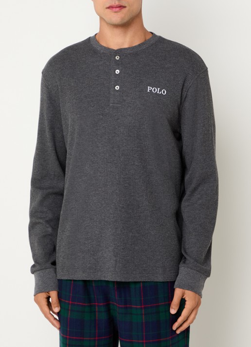 Ralph Lauren Pyjama top met logoborduring - detail 2 donkergrijs