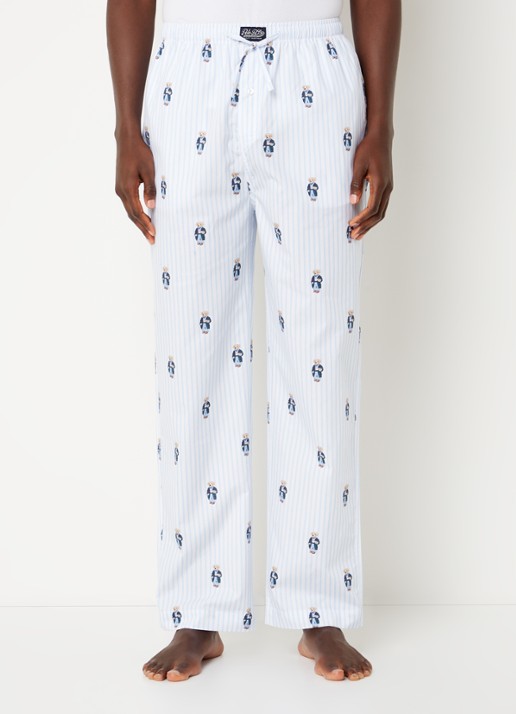 Ralph Lauren Pyjamabroek met logoprint en steekzakken - detail 3 aquablauw