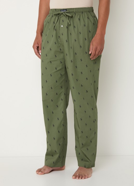Ralph Lauren Pyjamabroek met logoprint en steekzakken - detail legergroen