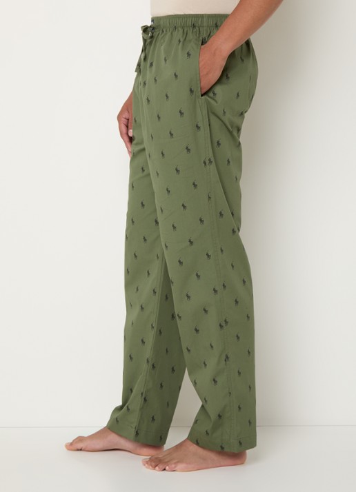 Ralph Lauren Pyjamabroek met logoprint en steekzakken - detail 2 legergroen