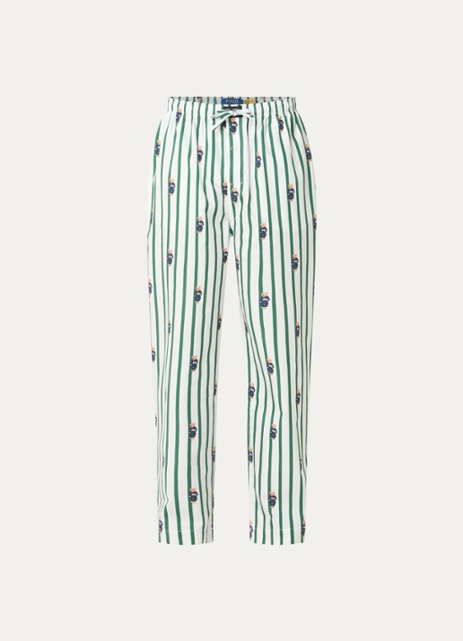 Ralph Lauren Pyjamabroek met logoprint en steekzakken - voorkant mosgroen
