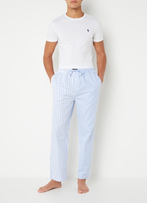 Ralph Lauren Pyjamabroek met logoprint en steekzakken - voorkant 4 blauw