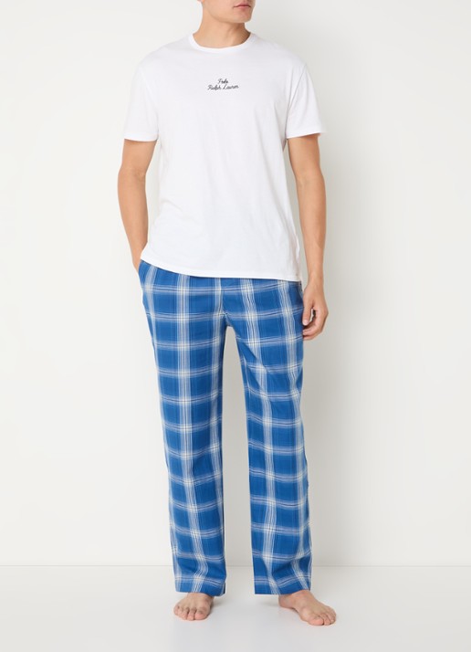 Ralph Lauren Pyjamabroek met logoprint en steekzakken - voorkant 3 indigo