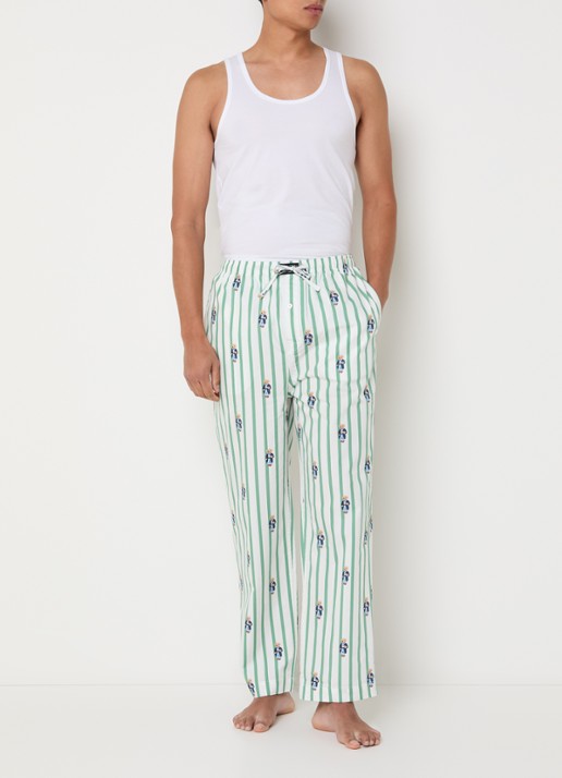 Ralph Lauren Pyjamabroek met streepprint - voorkant 2 groen